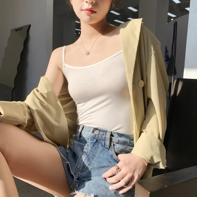 Women Spaghetti Strap Camisole Crop Top
