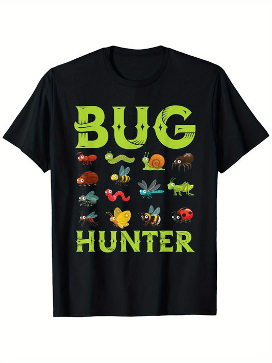 Cotton Short Sleeve T-Shirt with Fun Insect Illustrations