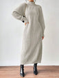 Black Turtleneck Ribbed Knit Long Sleeve Sweater Dress for Women