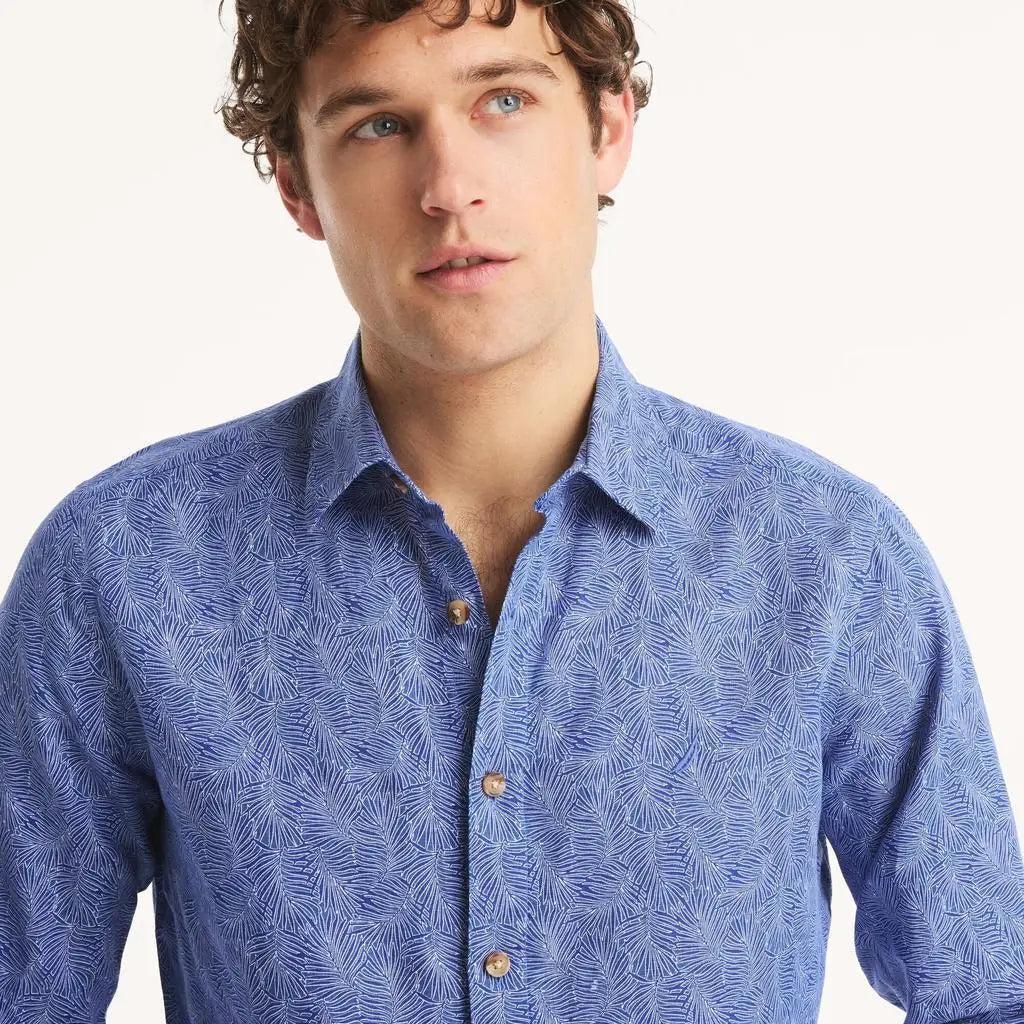 Mens Printed Linen Shirt