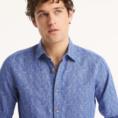 Mens Printed Linen Shirt