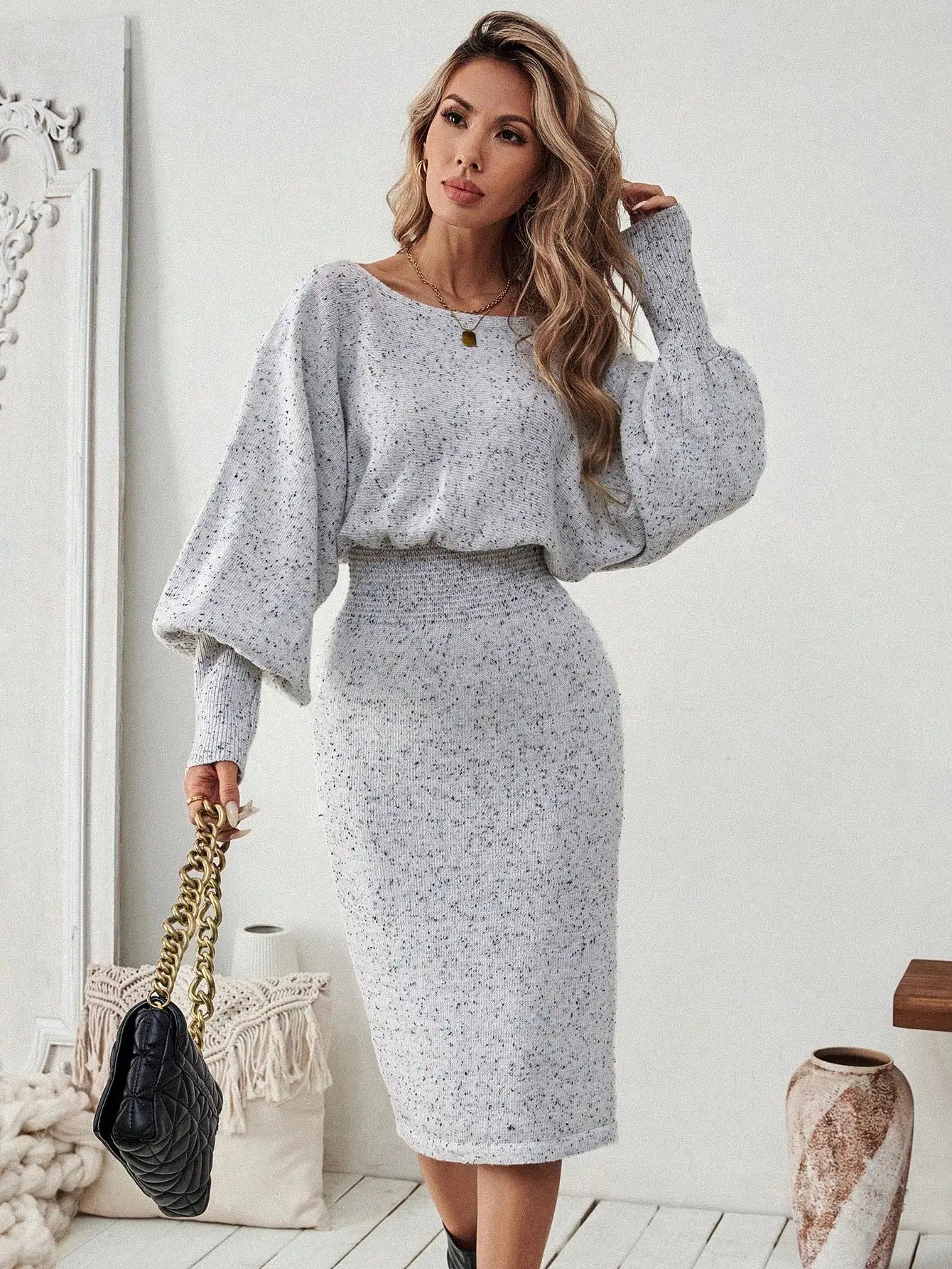Batwing Sleeve Sweater Dress For Women