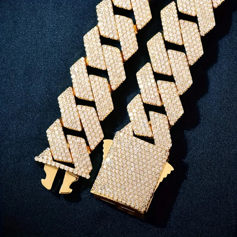 Copper Inlaid with Zircon Cuban Necklace,