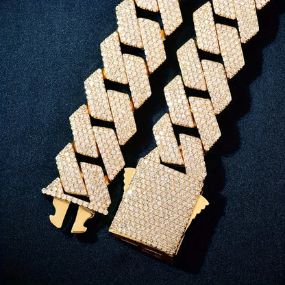 Copper Inlaid with Zircon Cuban Necklace,