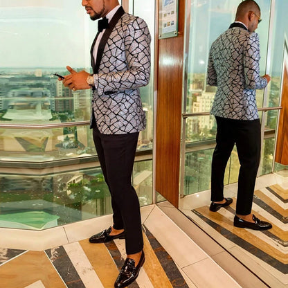 Men's shiny sequin suit jacket, single-breasted fashionable tuxedo