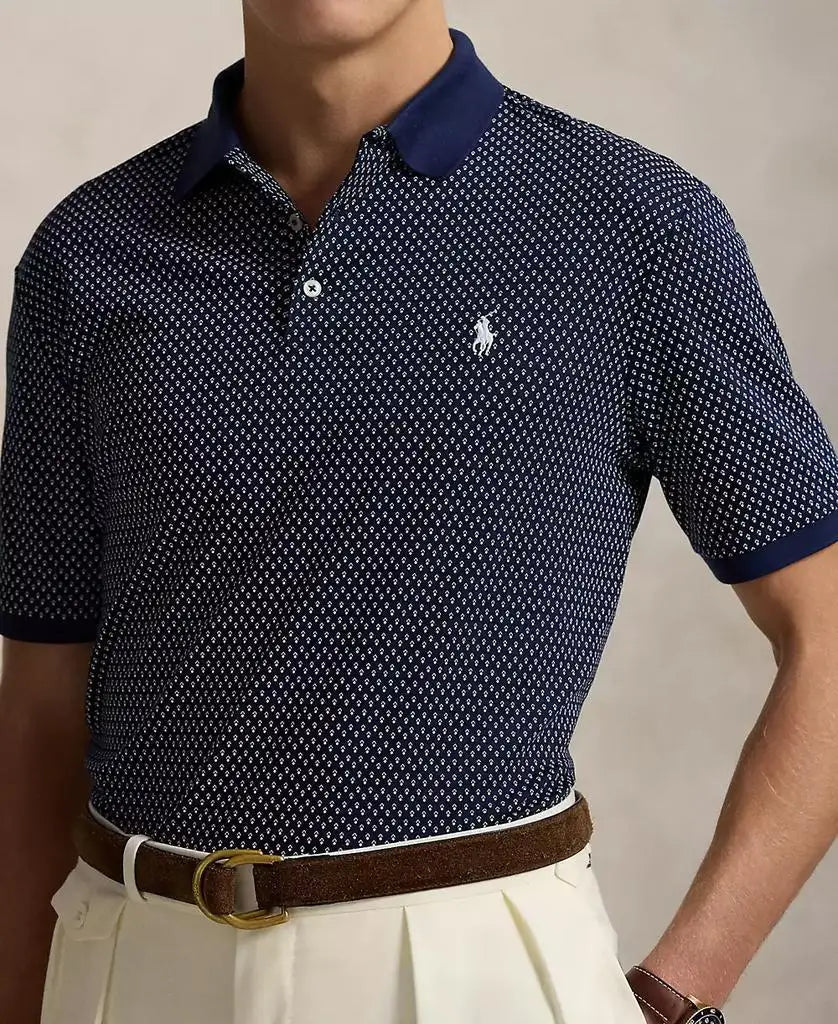 Men's Classic-Fit Print Soft Cotton Polo Shirt