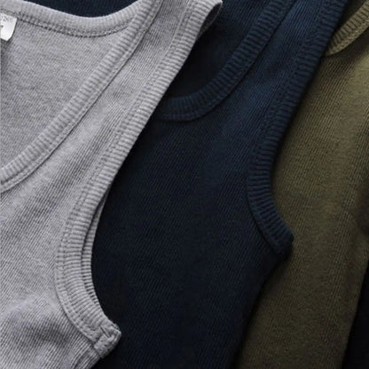 Men's Sleeveless Breathable Cotton Vest - Multi color