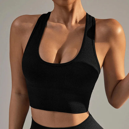 Seamless Sport Bras  High Intensity  Shockproof Ribbed Underwear