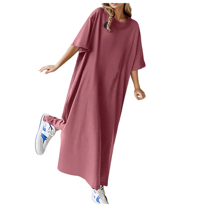 Solid Oversized T Shirt/Sundress For Women