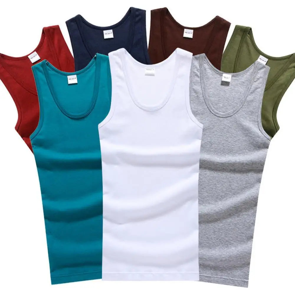 Men's Sleeveless Breathable Cotton Vest - Multi color