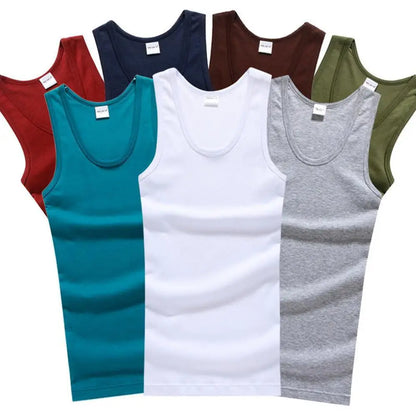 Men's Sleeveless Breathable Cotton Vest - Multi color