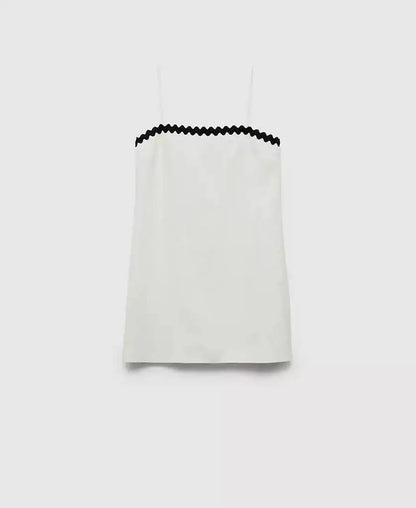 Women's Contrasting Details Linen Dress