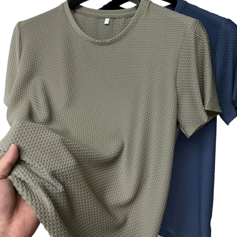 Ice Silk High-Quality Short Sleeve T Shirts Men's Breathable Fashion