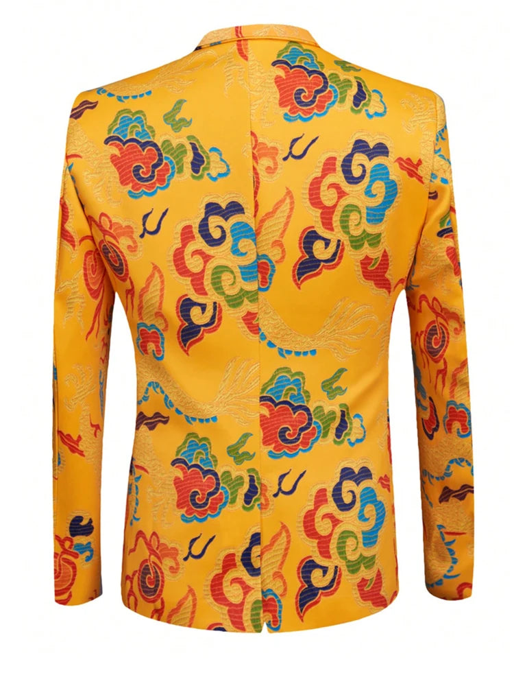 Men's single-piece Slim fit Printed suit jacket, with Lapel for business or casual event