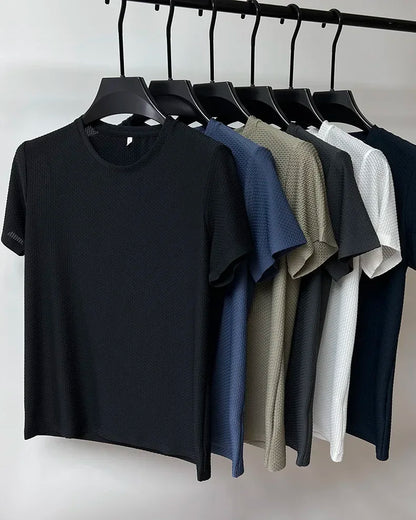 Ice Silk High-Quality Short Sleeve T Shirts Men's Breathable Fashion
