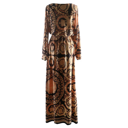 Sexy Long Party Dress with Vintage African Print for Women
