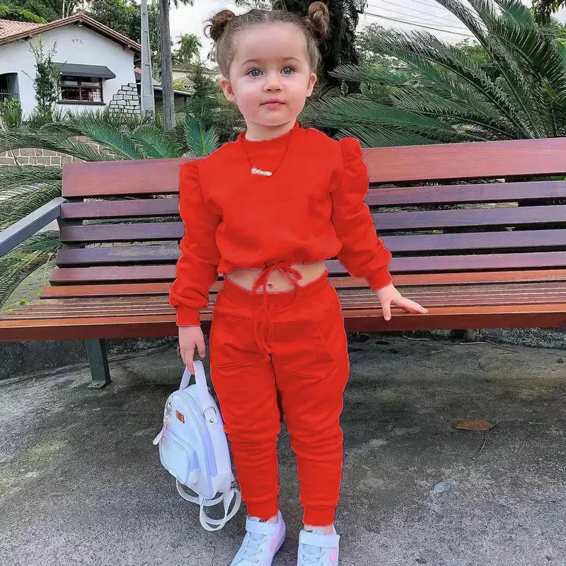 2 Pieces Girls' Long Sleeve Hoodie & Pants Set