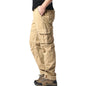 Large Pocket Loose Tactical Pants Elastic Waist Pure Cotton Casual Work Pants