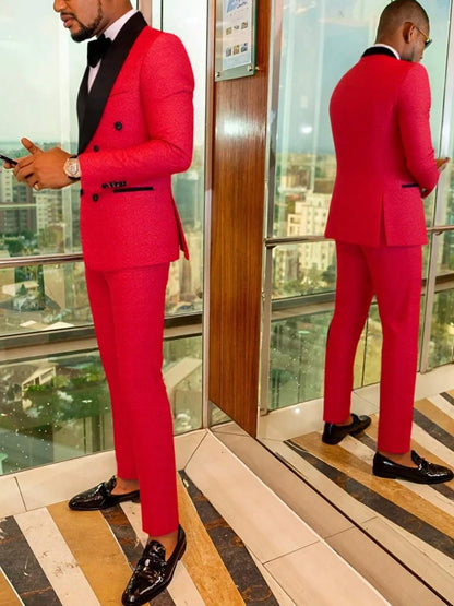 Men's two-piece slim-fitting, siinlge breasted, floral/paisley tuxedo suit