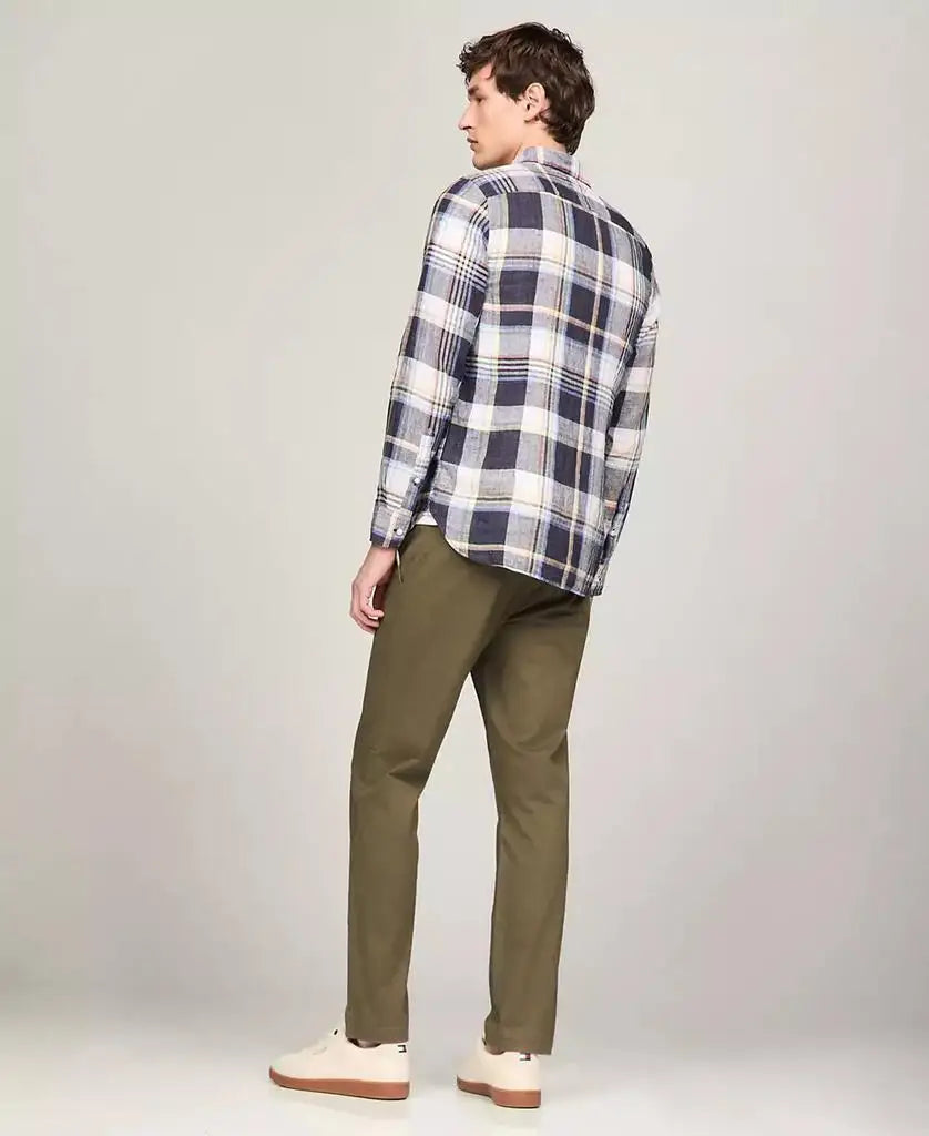 Men's Iconic Linen Check Slim-Fit Long-Sleeve Shirt