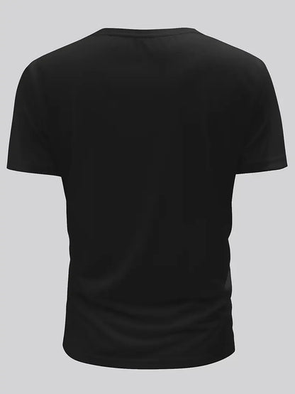 Men's Handsome Short-Sleeved, Black Casual T-Shirt, For Daily Outdoor Travel