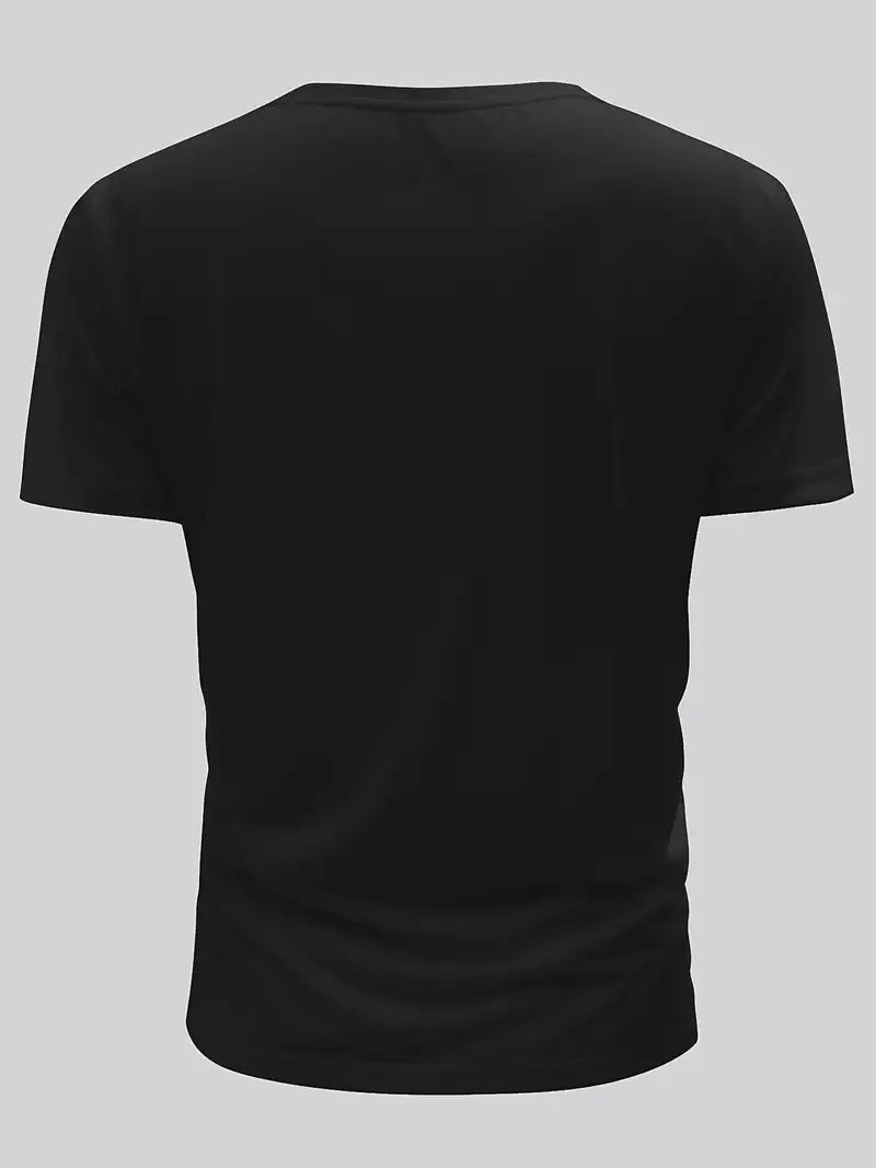 Men's Handsome Short-Sleeved, Black Casual T-Shirt, For Daily Outdoor Travel