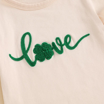 St Patrick s Day Short Sleeved Skirt and top set with Shamrock Print Short Sleeve