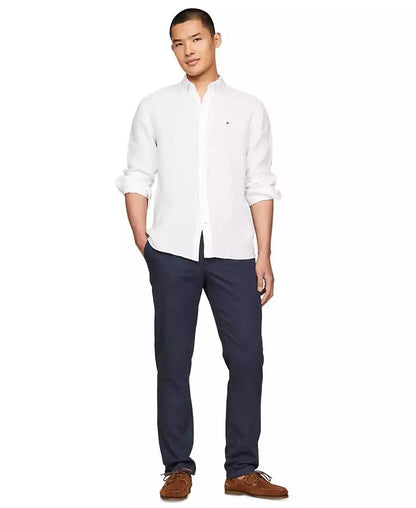 Men's Linen Button-Down Long Sleeve Shirt