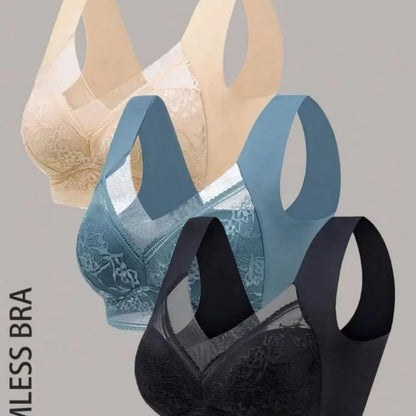 3-piece - Seamless lace bra set for women