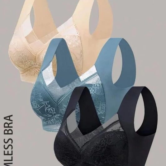 3-piece - Seamless lace bra set for women