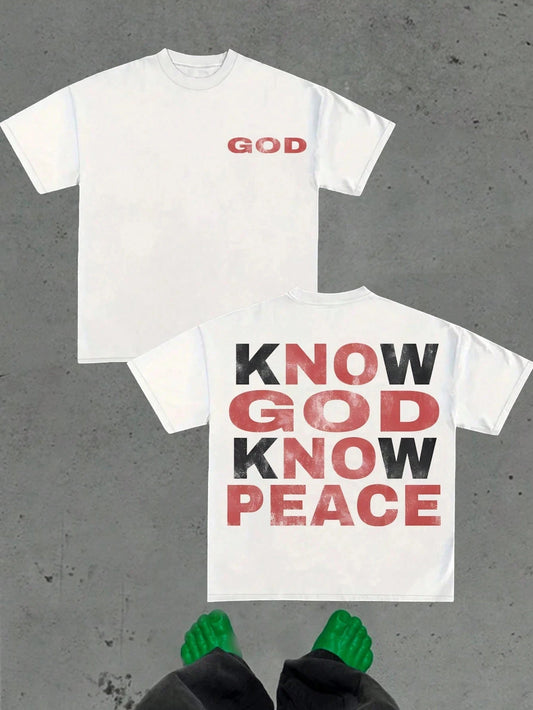 "KNOW GOD Know Peace"  Cotton Graphic  Men's Round Neck Short Sleeved T-Shirt