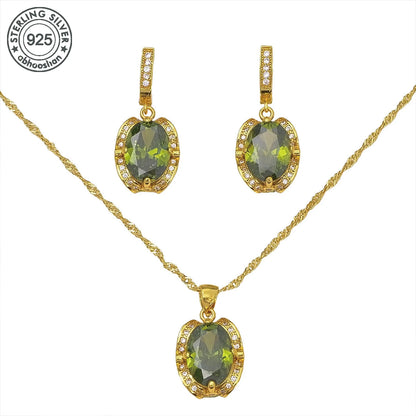 Dark Green, Exquisite Luxury,  Moissanite Jewellery Set
