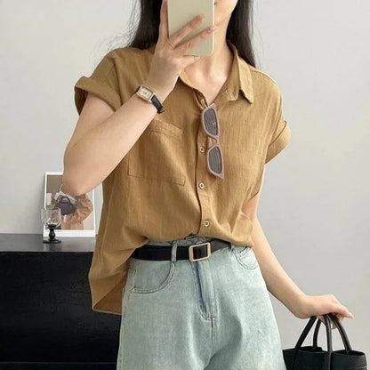 Women's Korean Version of Loose Short-sleeved Polo Shirt Chiffon