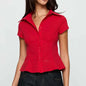 Women's  Short Sleeve Plaid Button Down Shirt