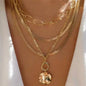 Multilevel Geometric Vintage Punk Gold-plate Thick Chain Muli