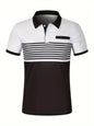 2024 short sleeved V-neck button-down men's casual polo shirt,