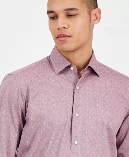 Men's Valerio Long Sleeve Button-Front Geo Print Shirt