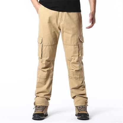 Large Pocket Loose Tactical Pants Elastic Waist Pure Cotton Casual Work Pants