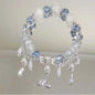 Glass Crystal Beaded Bracelets with Chic Butterfly Tassel Pendant  for Women